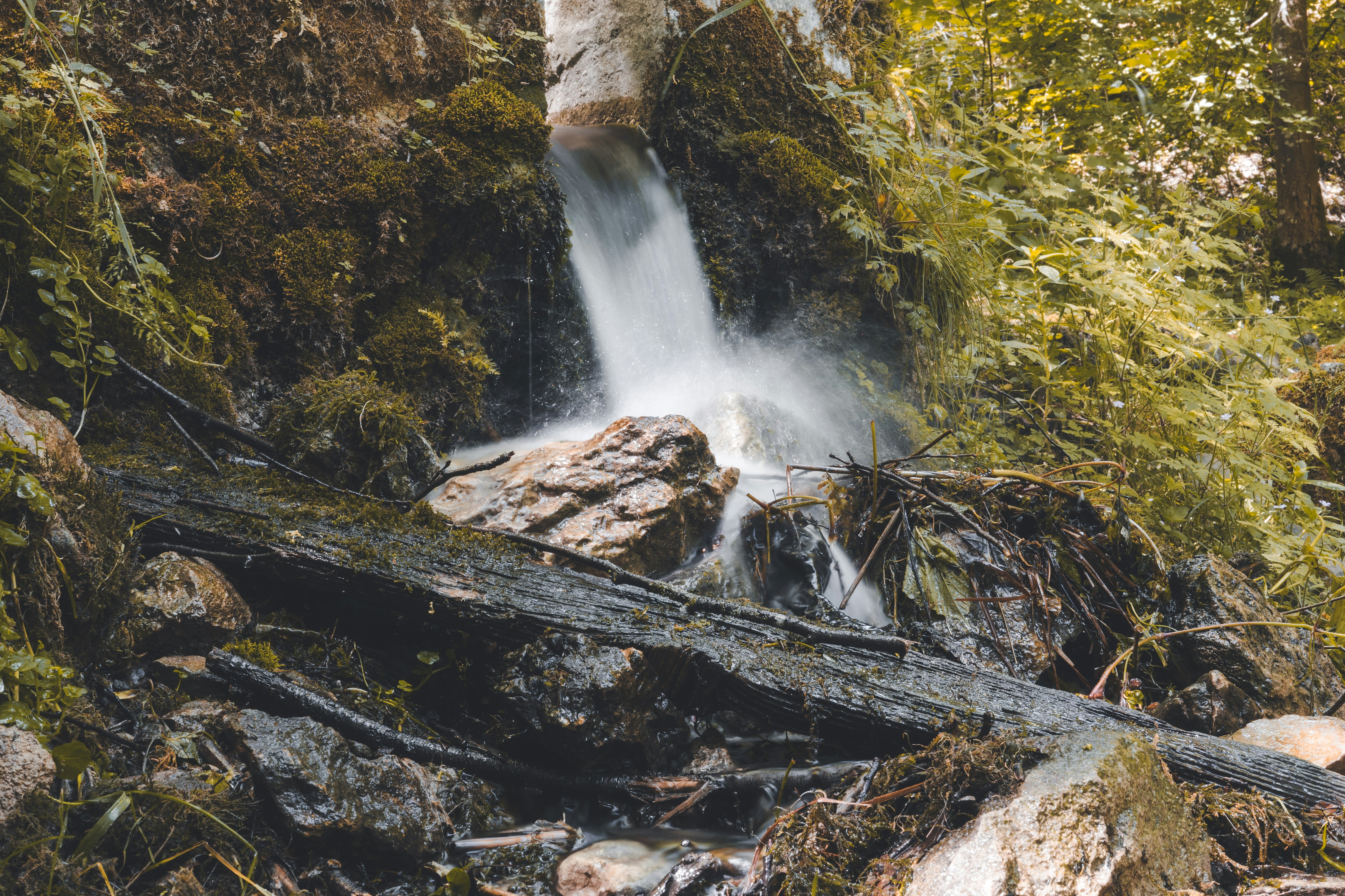 time lapse photography of flowing waterfall